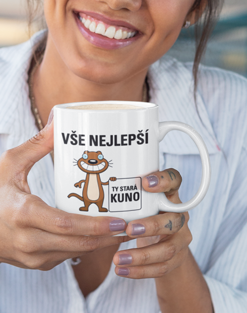 Narozeninový hrnek - Vše nejlepší Ty stará kuno