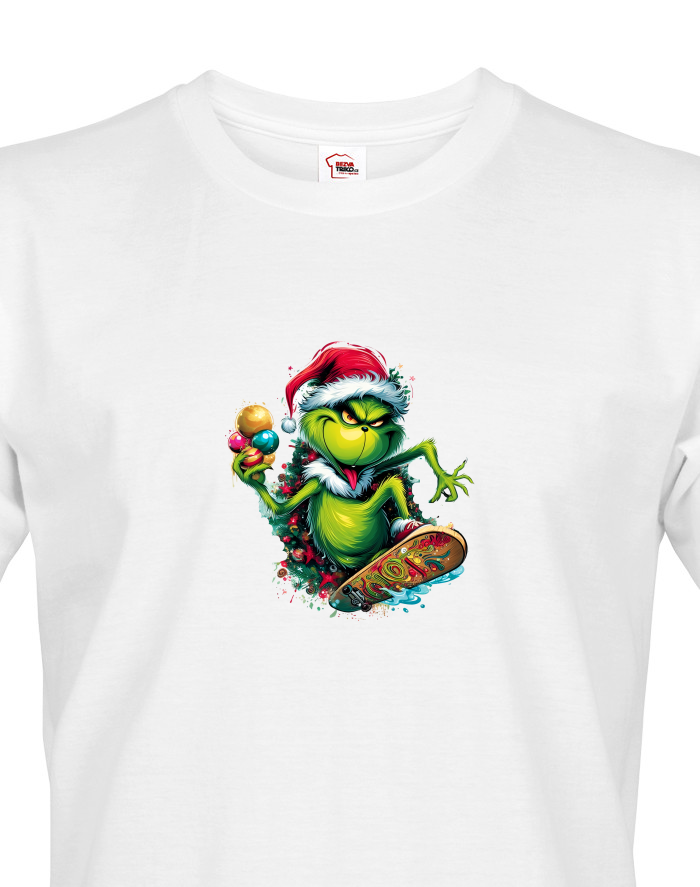 Pánské tričko Grinch na skateboardu