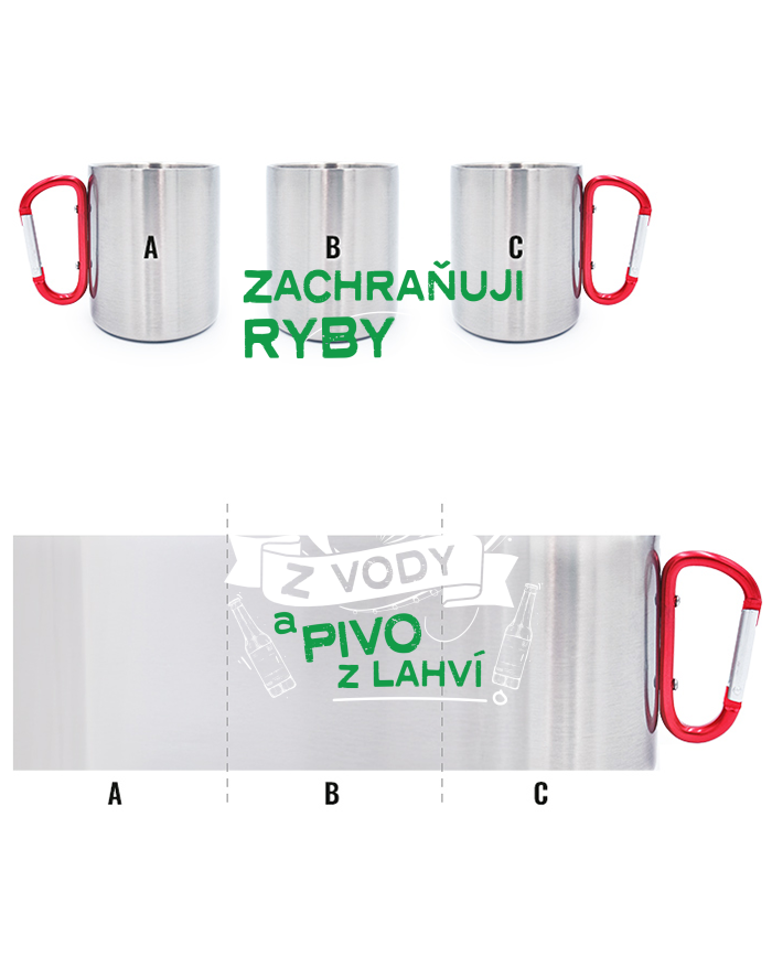 Nerezový hrnek s karabinou Zachraňuji ryby z vody
