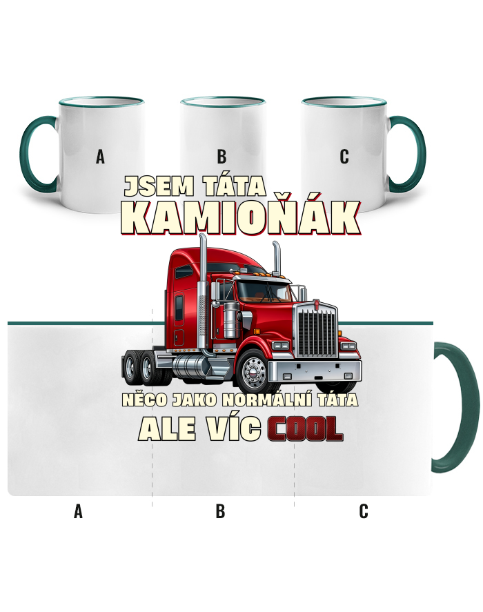 Keramický hrnek s barevným uchem Kamioňák táta