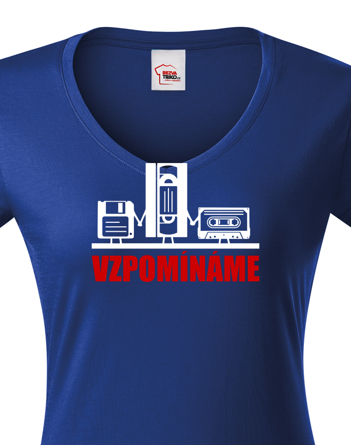 Dámské tričko s výstřihem do V triko s retro motivem Vzpomínáme