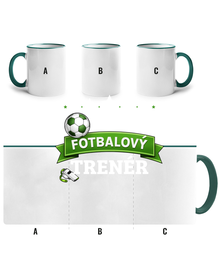 Keramický hrnek s barevným uchem nejlepší fotbalový trenér