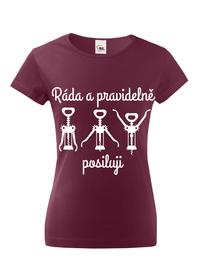 Dámské tričko Ráda a pravidelně posiluji