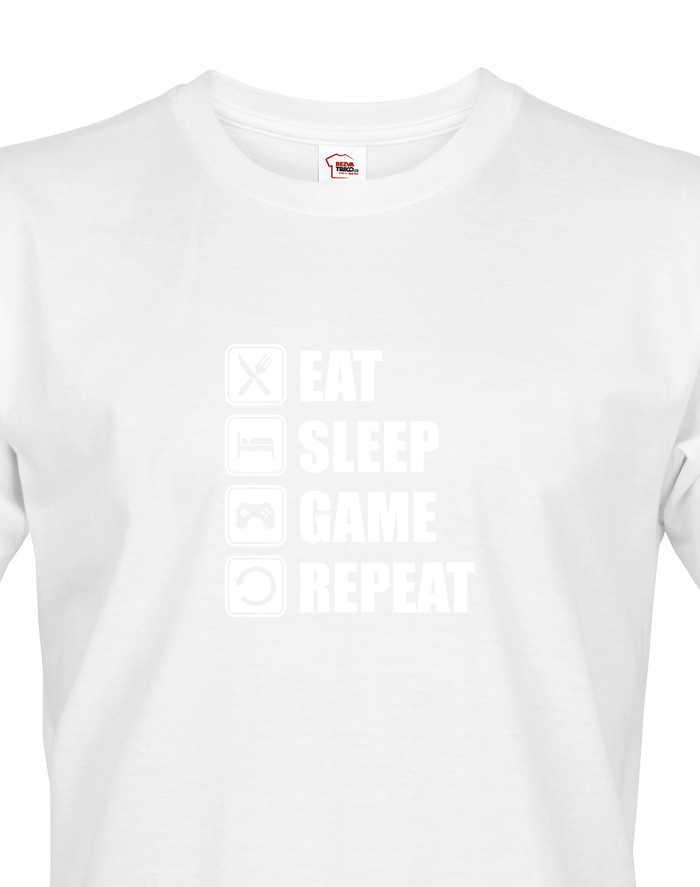 Pánské Geek/hráčské triko EAT, SLEEP, GAME, REPEAT