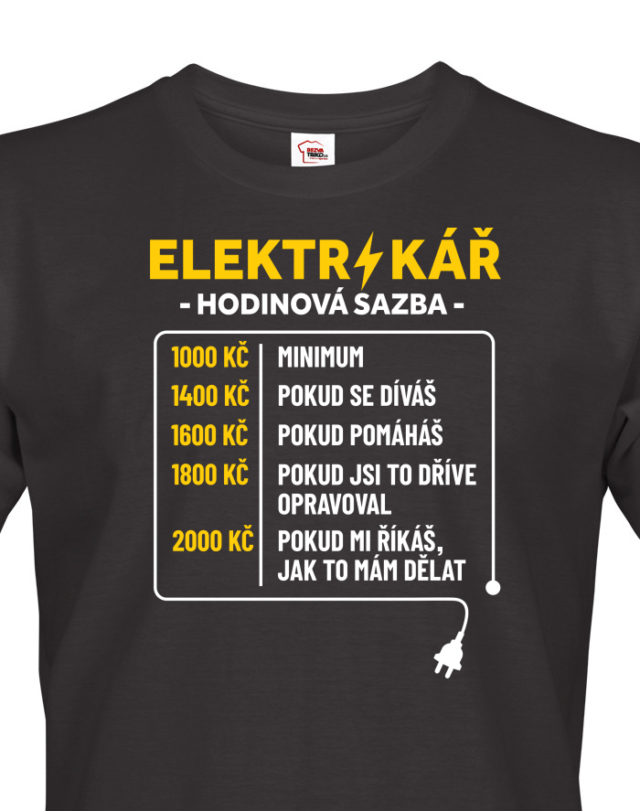Tričko pro elektrikáře - Hodinová sazba