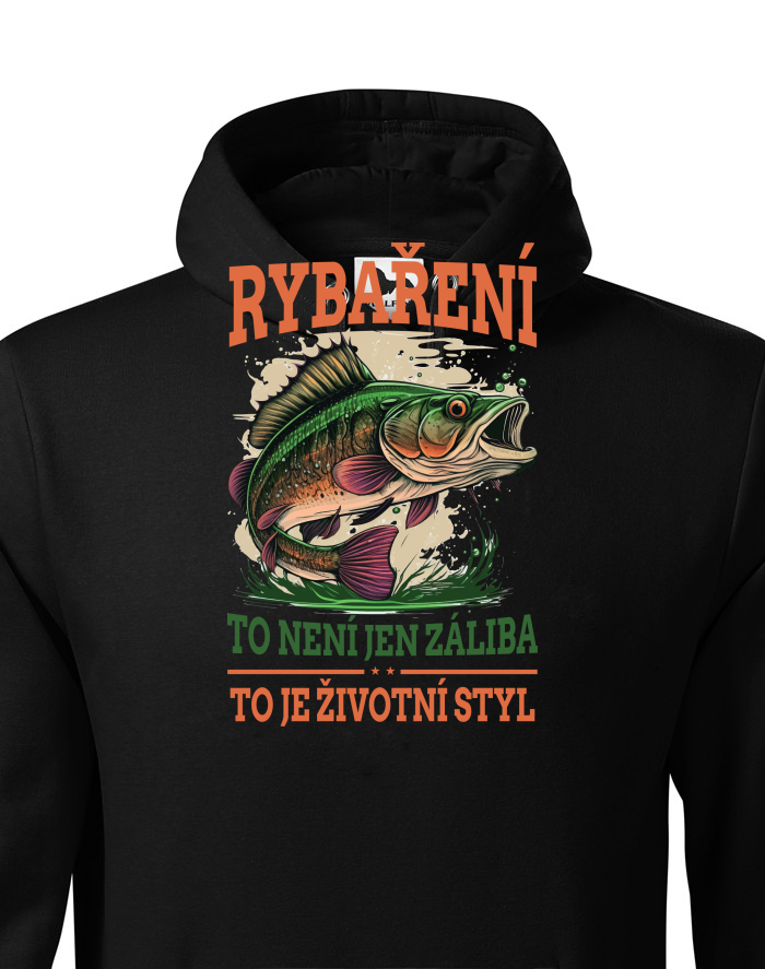 Vtipná rybářská mikina Rybaření je životní styl