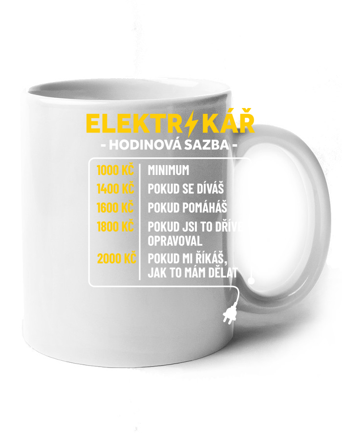 Keramický hrneček Hodinová sazba elektrikář