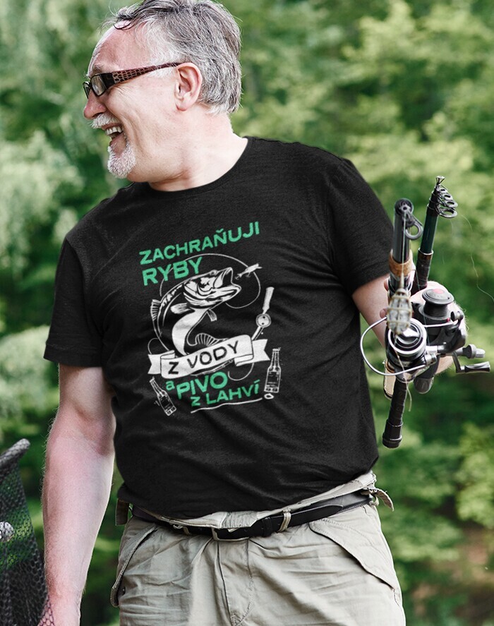 Vtipné rybářské tričko Zachraňuji ryby z vody