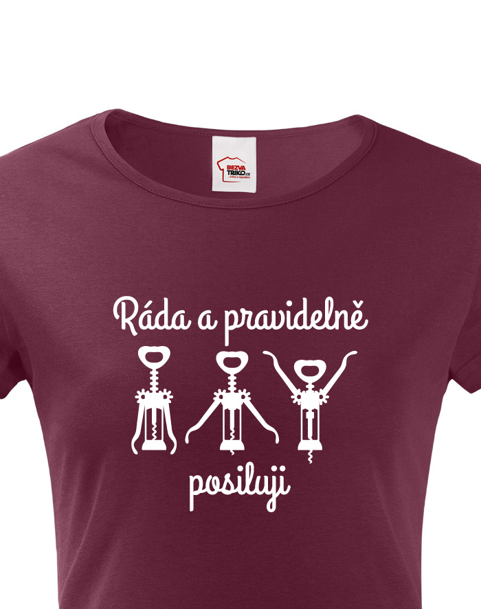Dámské tričko Ráda a pravidelně posiluji