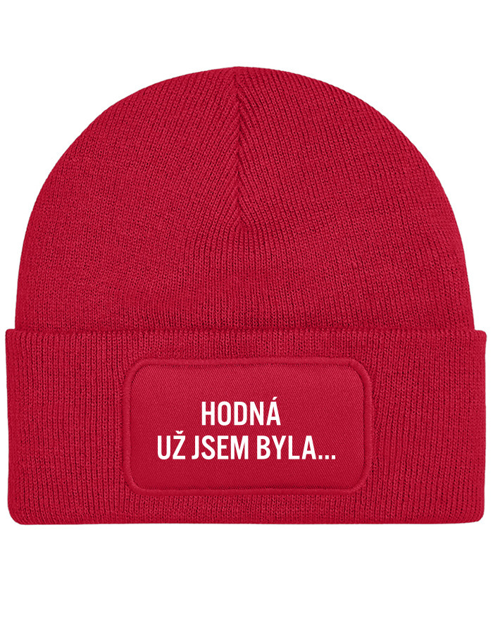 Unisex čepice s obdélníkovou nášivkou Hodná už jsem byla