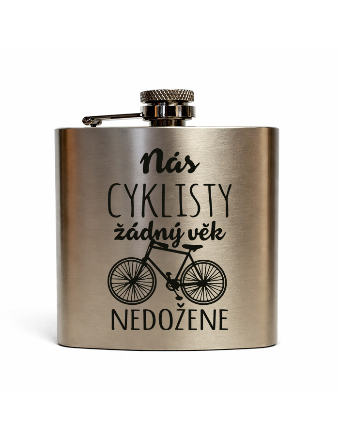 Nerezová placatka 180 ml Nás cyklisty žádný věk nedožene