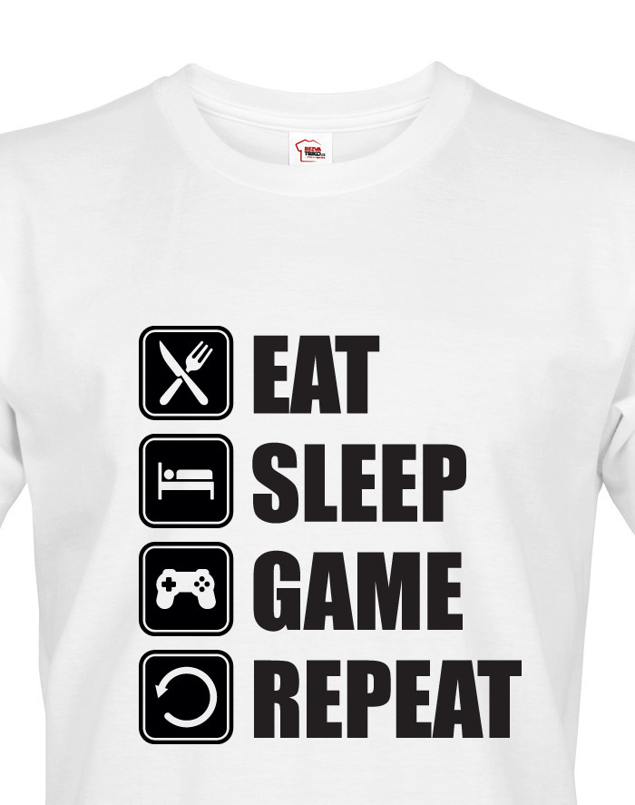Pánské Geek/hráčské triko EAT, SLEEP, GAME, REPEAT