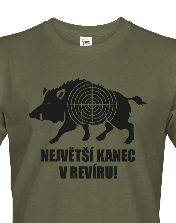 Pánské tričko nejen pro myslivce Největší kanec v revíru